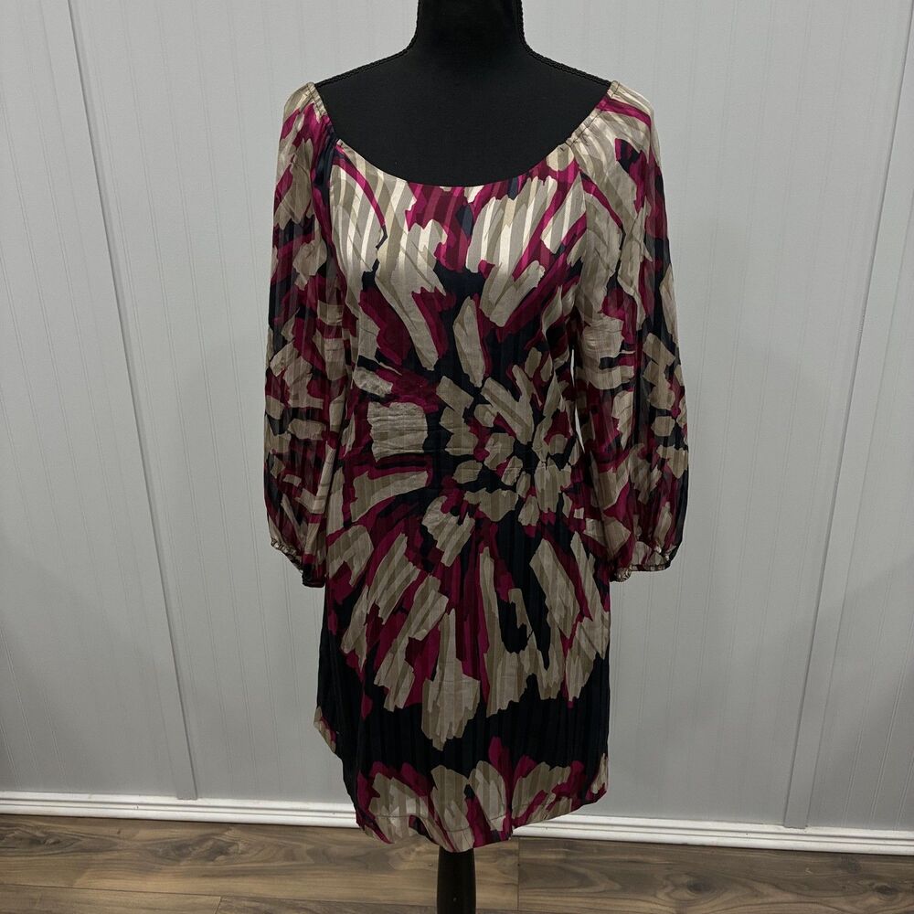 ECI New York Women's Size 14 Multicolored 100% Silk Shift Dress Classic Style